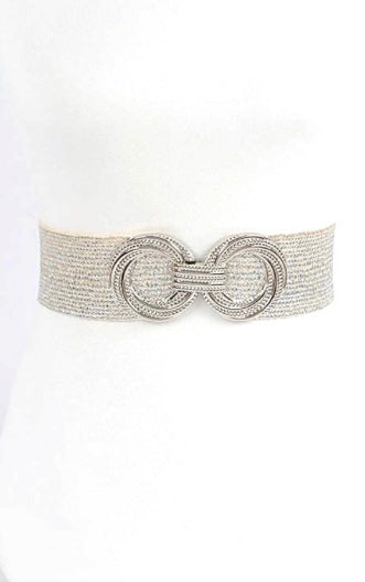 Metallic Faux Straw Elastic Belt