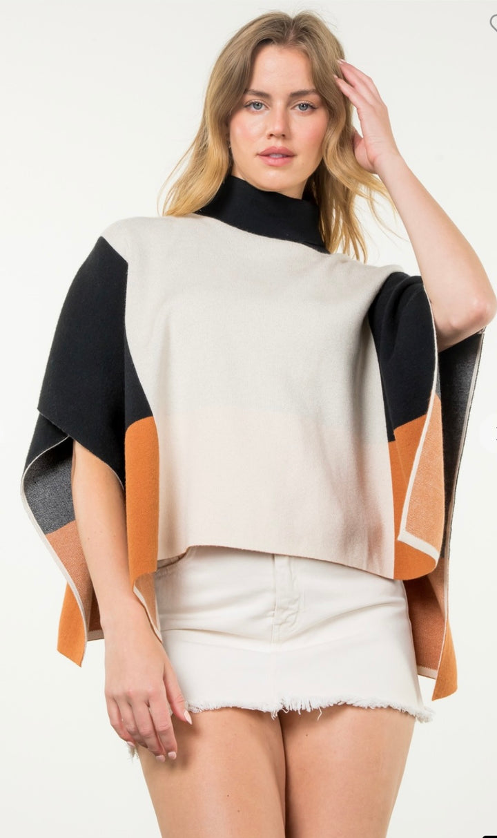 Colorblock Poncho