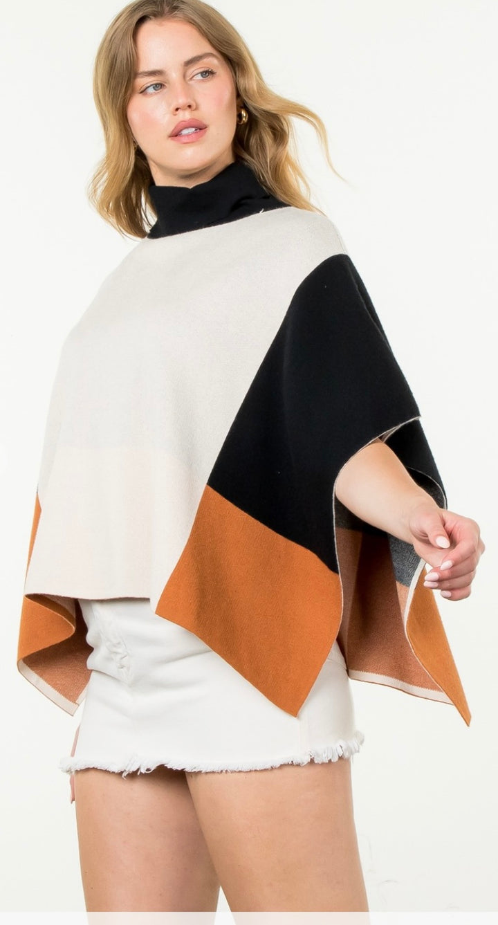 Colorblock Poncho