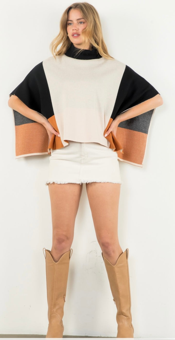Colorblock Poncho