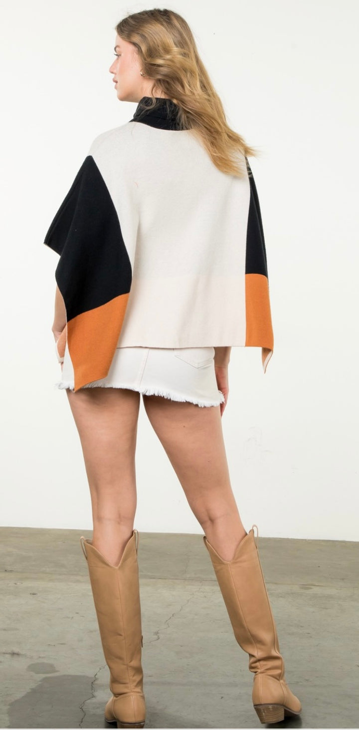 Colorblock Poncho