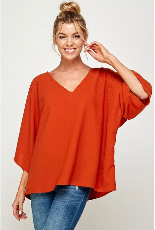 SOLID V NECK TOP