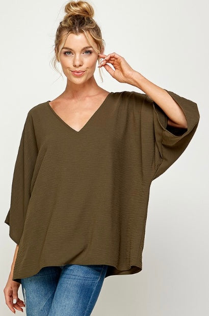 SOLID V NECK TOP
