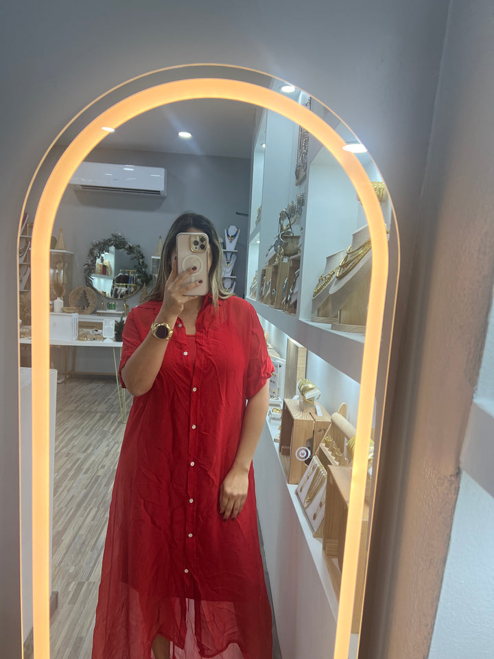 DRESS SILK LONG PLAIN