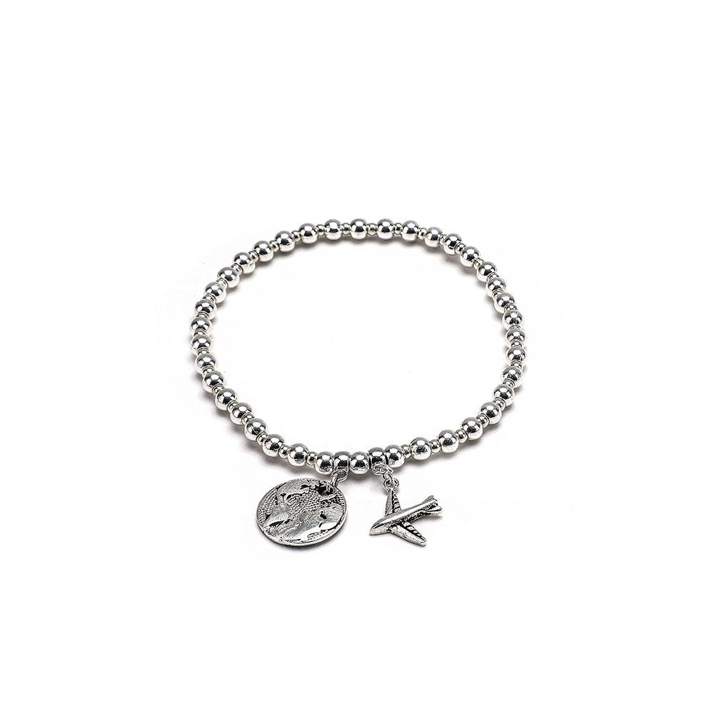 ELASTIC BRACELET MAP/AIRPLANE CHARMS